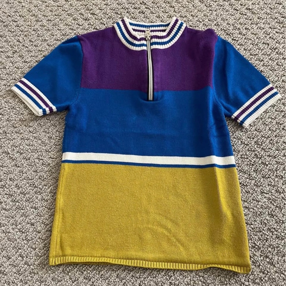 Urban Outfitters Colorblock Short-Sleeve Knit Top - Blue, Purple & Mustard